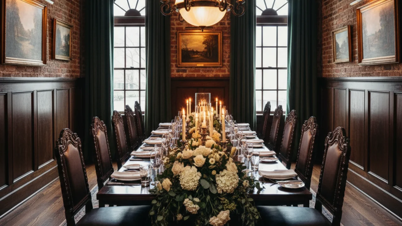 Private dining room at The Regional, set for an elegant dinner